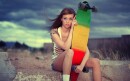 Sporty girl and skateboard 055628