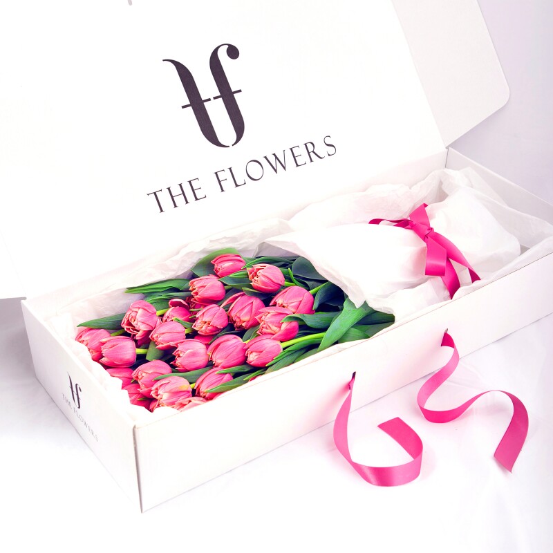 Коробка цветов "TULIPS BOX" - Пионовидные тюльпаны в прямоугольной коробке
