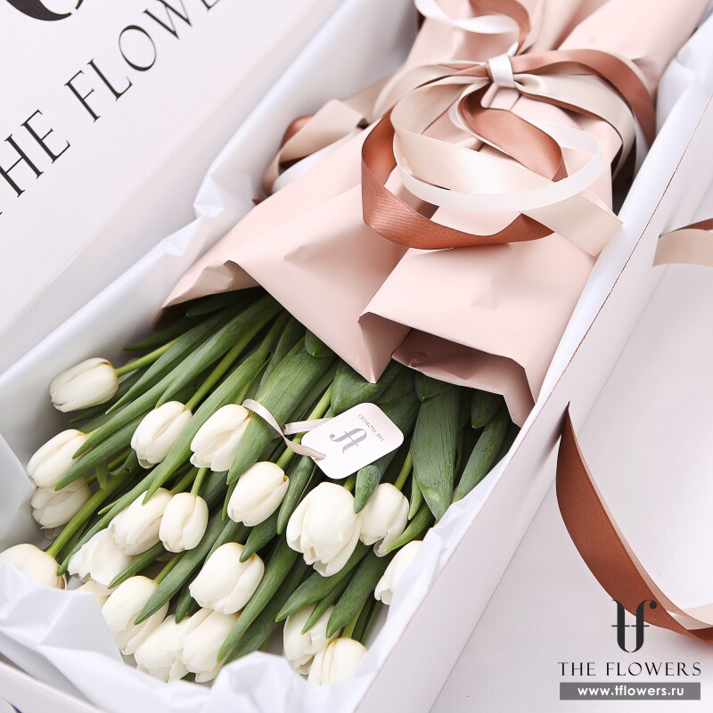 Коробка цветов "TULIPS BOX" - Пионовидные тюльпаны в прямоугольной коробке
