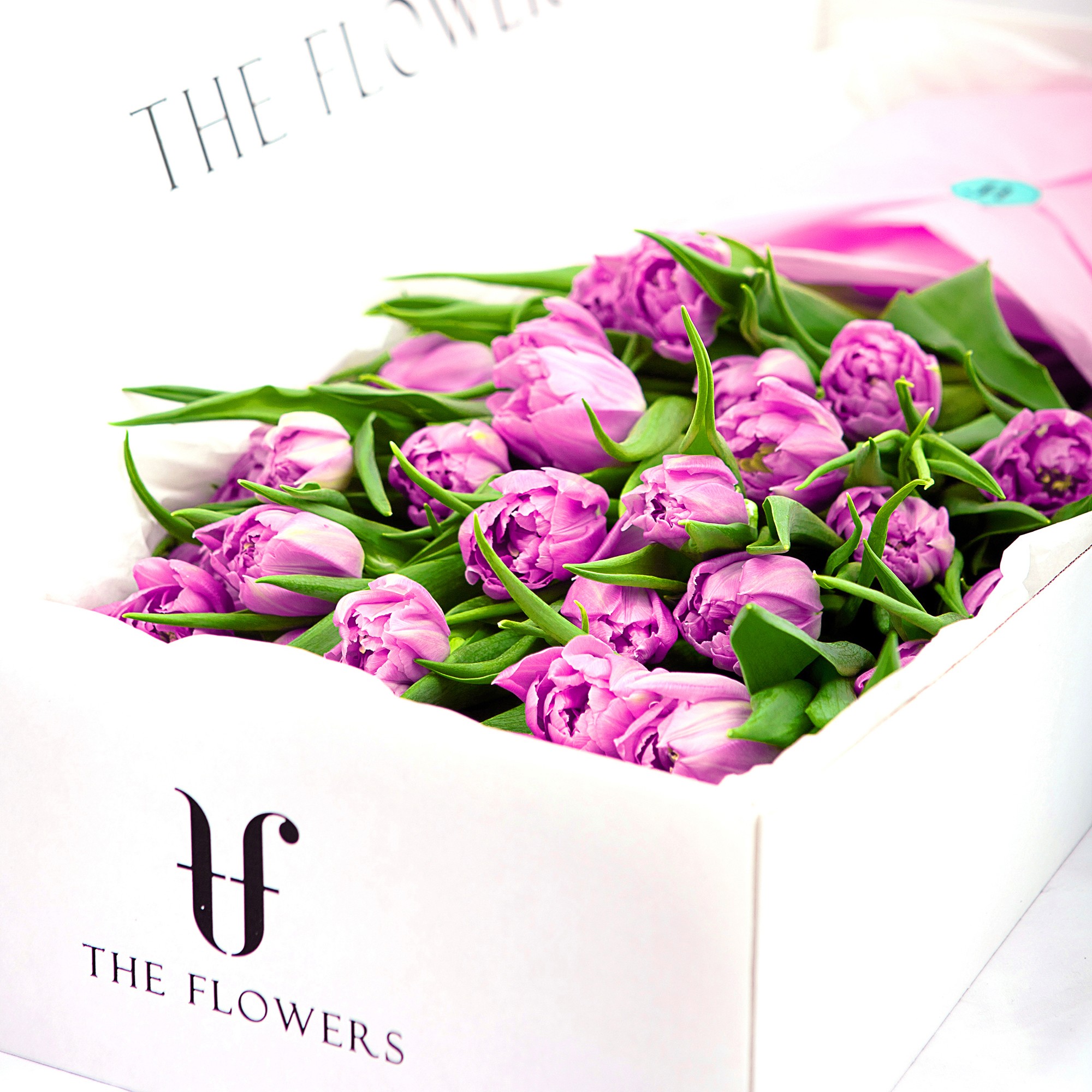 Коробка цветов "TULIPS BOX MIX" - Тюльпаны в прямоугольной коробке