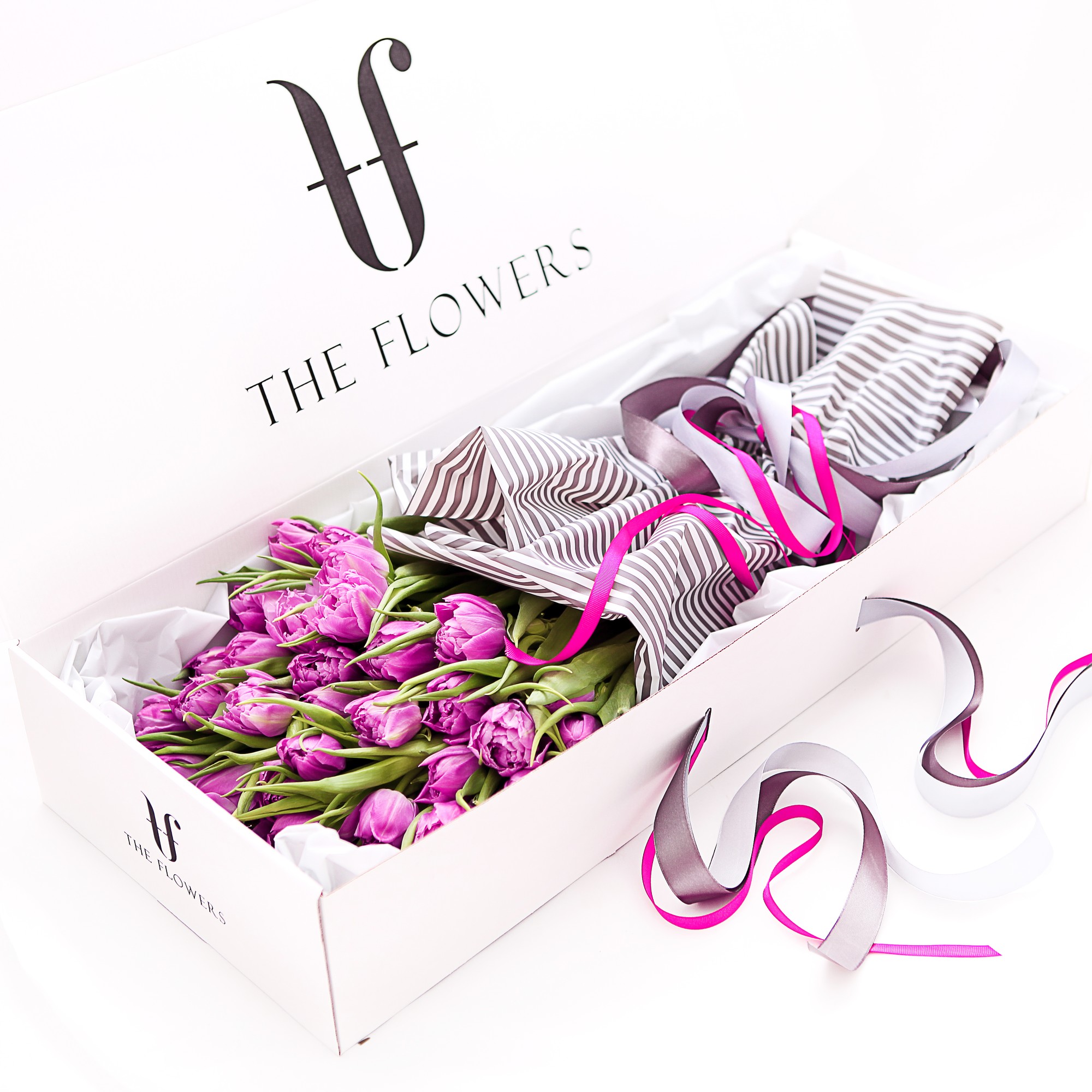 Коробка цветов "TULIPS BOX  Double" - Тюльпаны в прямоугольной коробке