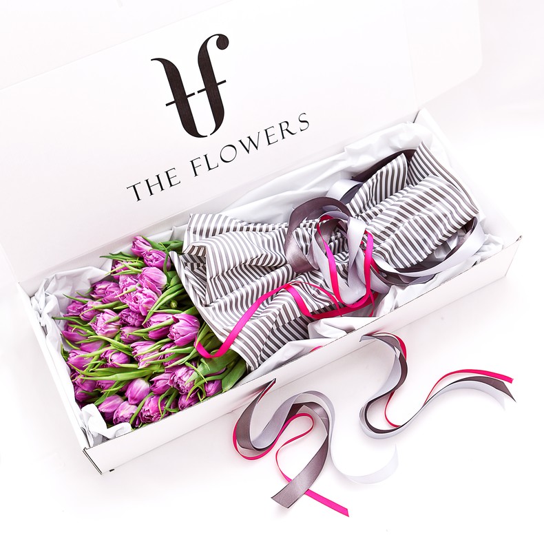Коробка цветов "TULIPS BOX  Double" - Тюльпаны в прямоугольной коробке