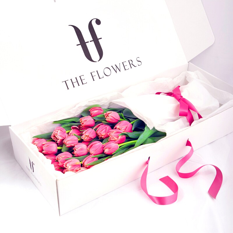 Коробка цветов "TULIPS BOX Columbus" - Тюльпаны в прямоугольной коробке