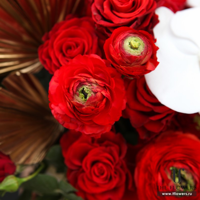 GOLDEN RED - red and white flowers arrangement
