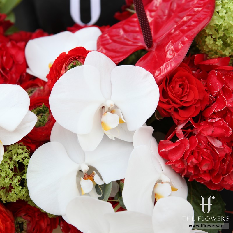 GOLDEN RED - red and white flowers arrangement